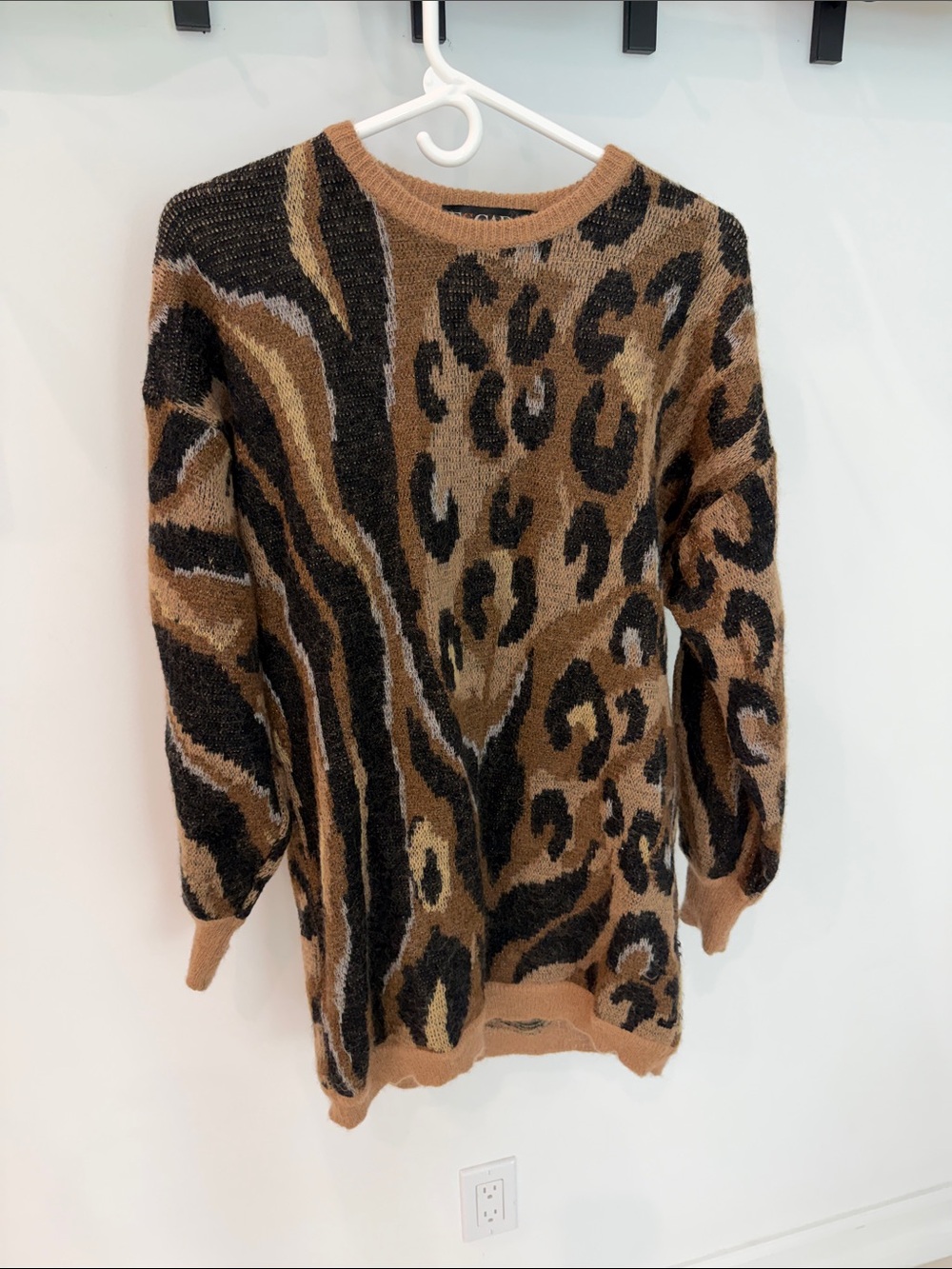 Escada Brown & mohair wool Black Animal-Pattern Knit Sweater